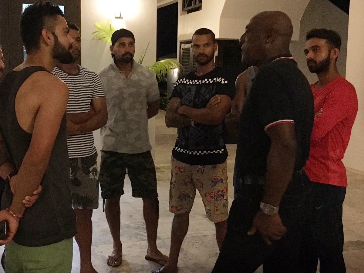 Indian team with Sir Viv Richards in Antigua