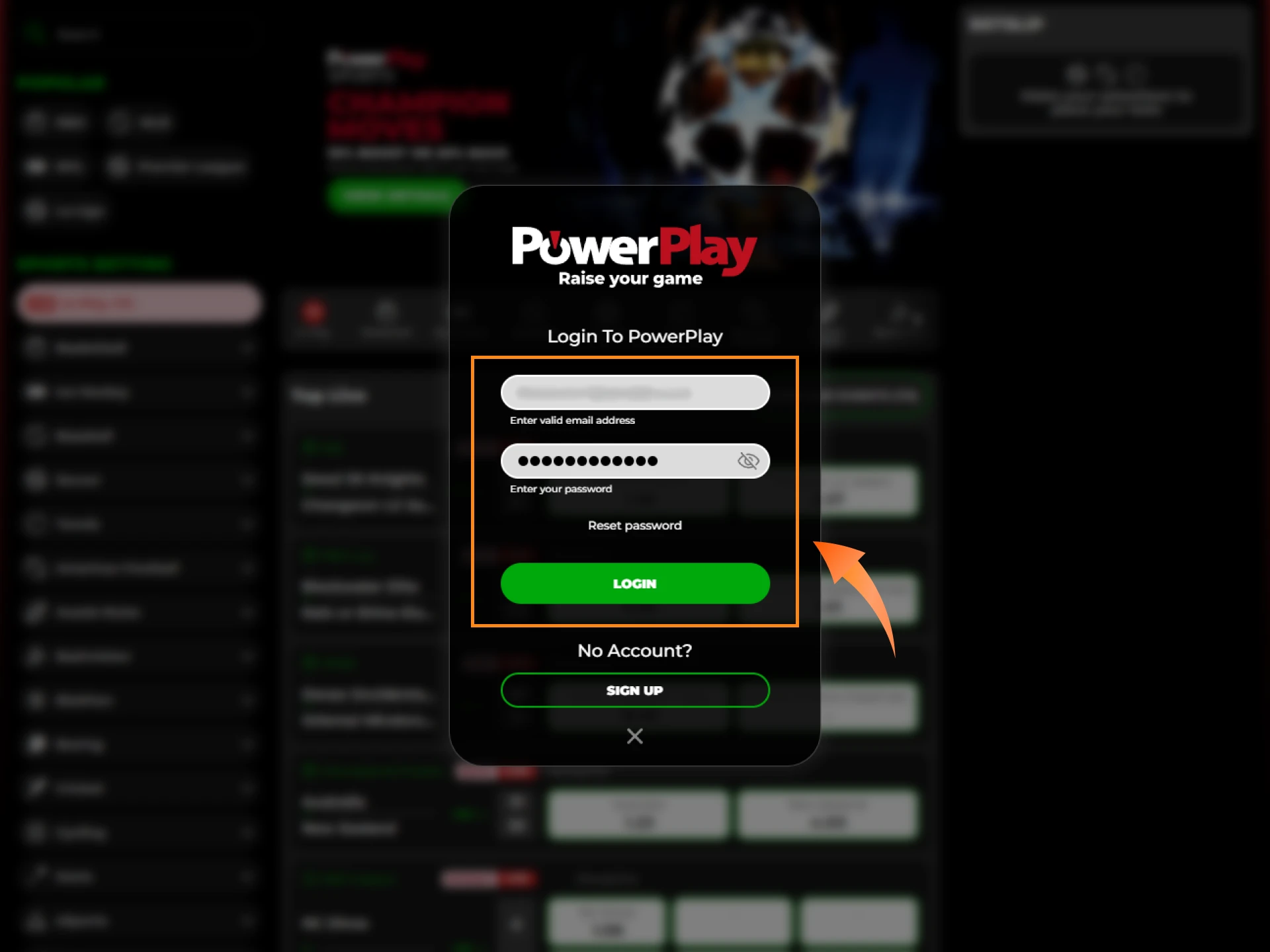 Log in to your account and place your bets at PowerPlay online casino.