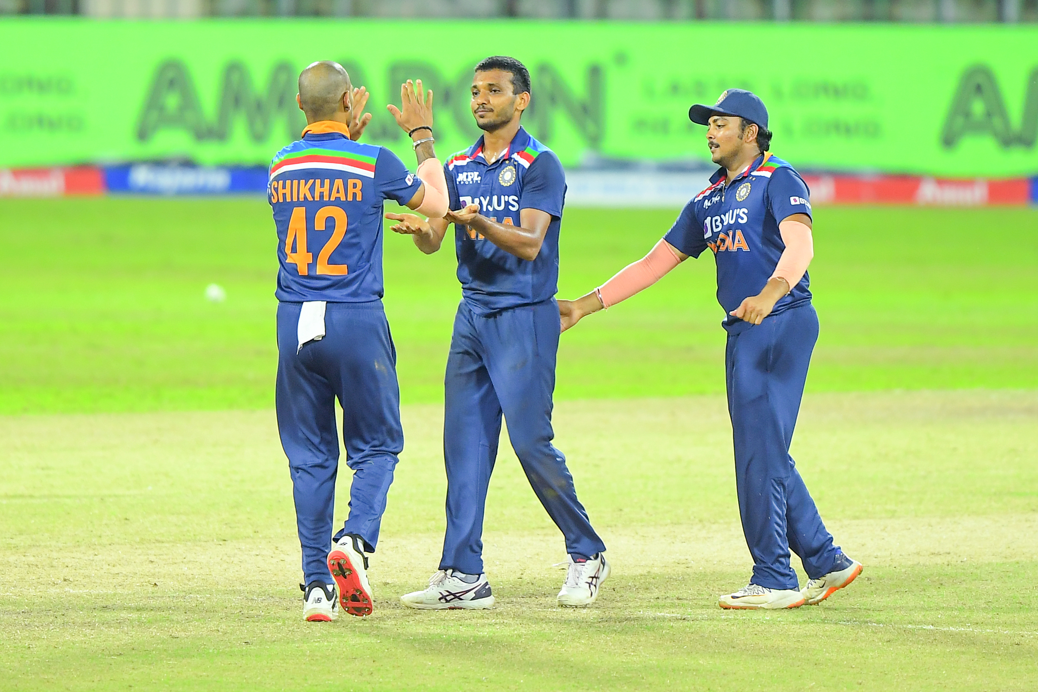 Sakariya in action during the Sri Lanka tour 