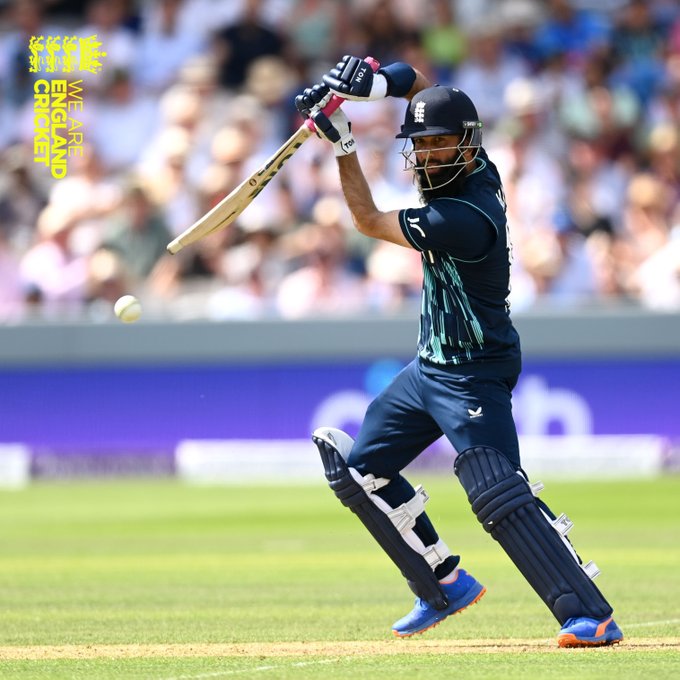 Moeen Ali top-scored for England with 47, hitting a humongous six in the process