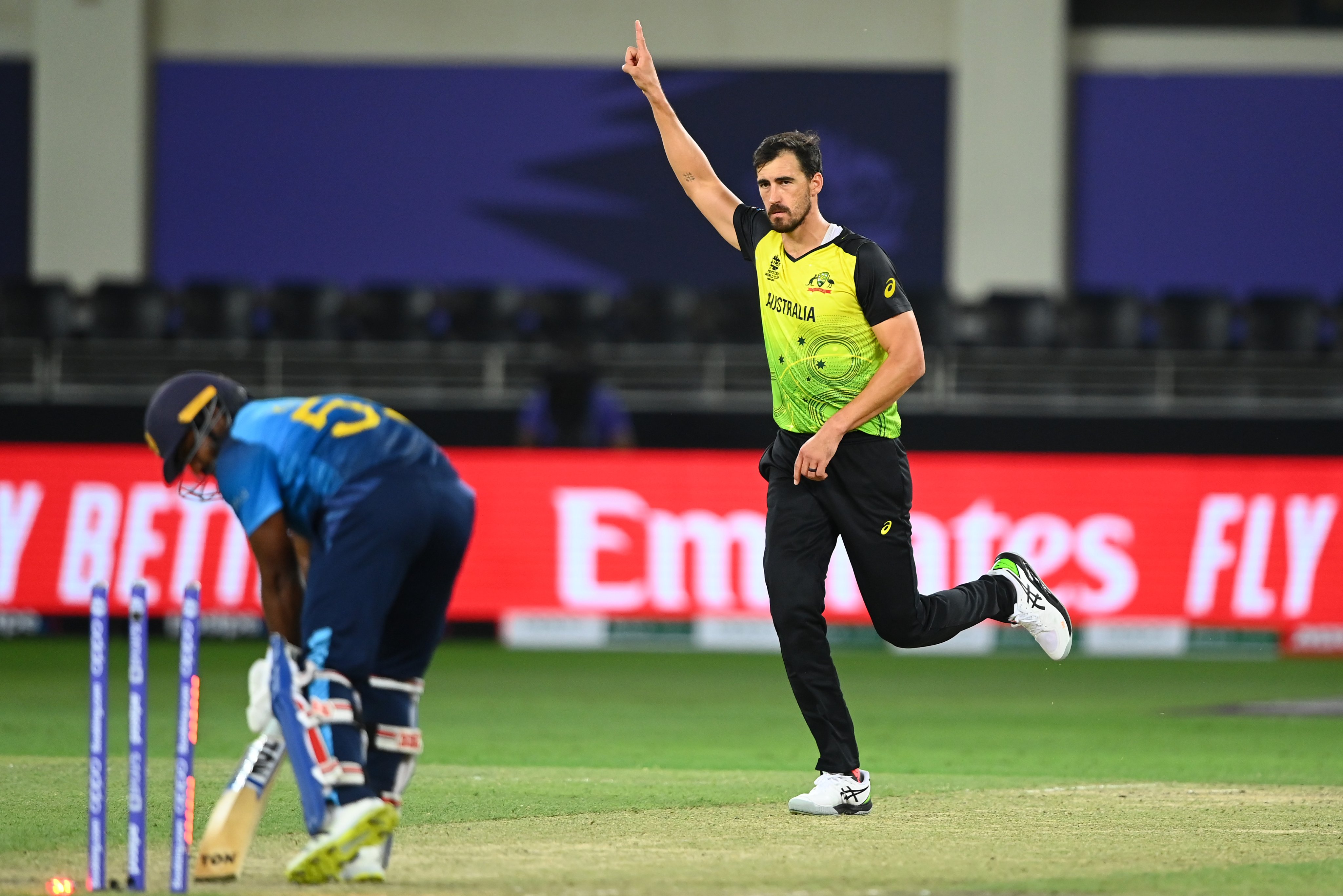 Mitchell Starc castled Kusal Perera with a scoring yorker in Dubai on Thursday