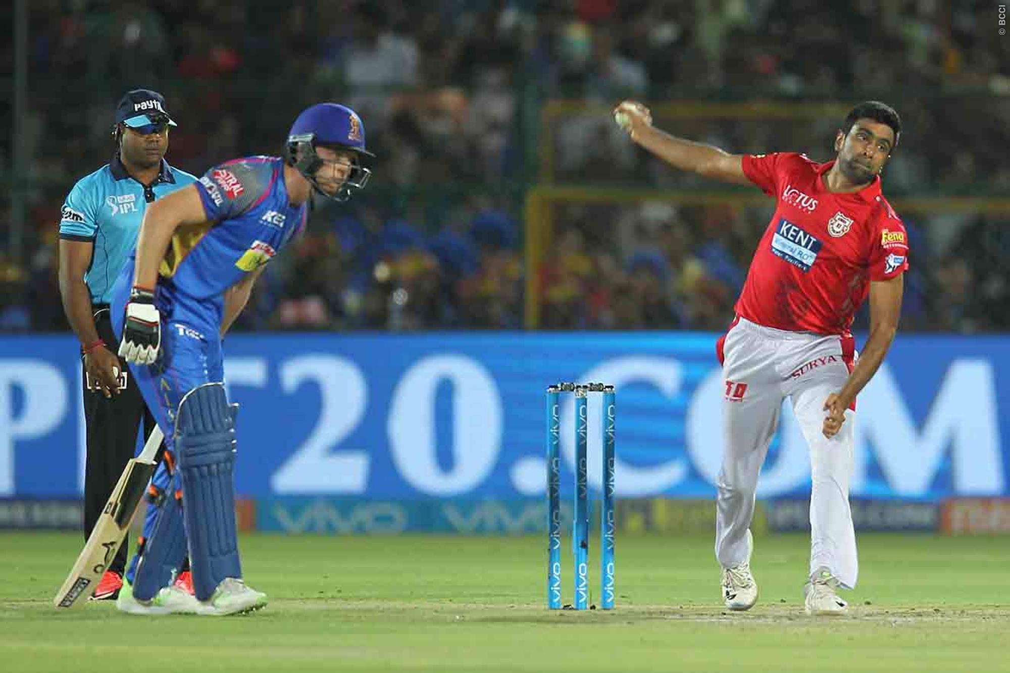 Ashwin in action against Rajasthan Royals