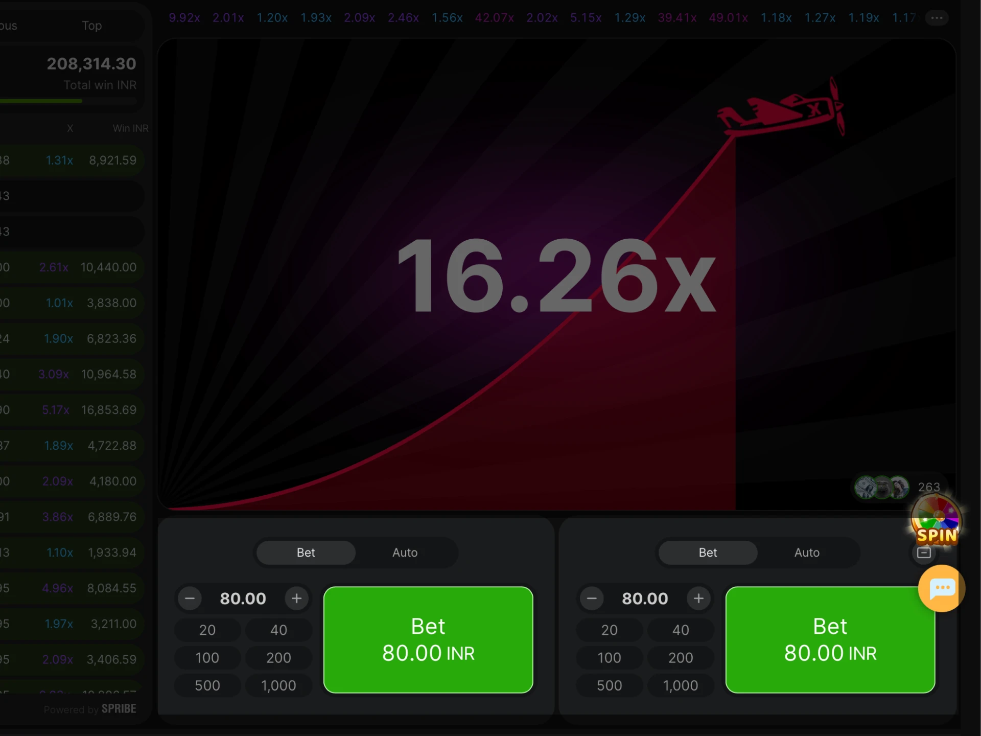 Choose your stake and tap Bet in 96In Aviator, cashing out at the perfect time.