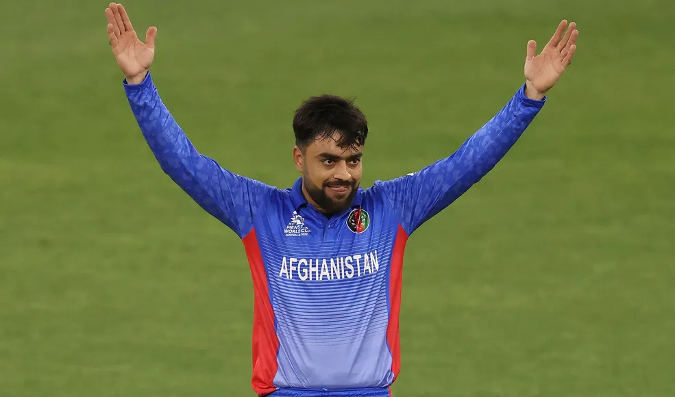 Rashid Khan celebrates an important wicket
