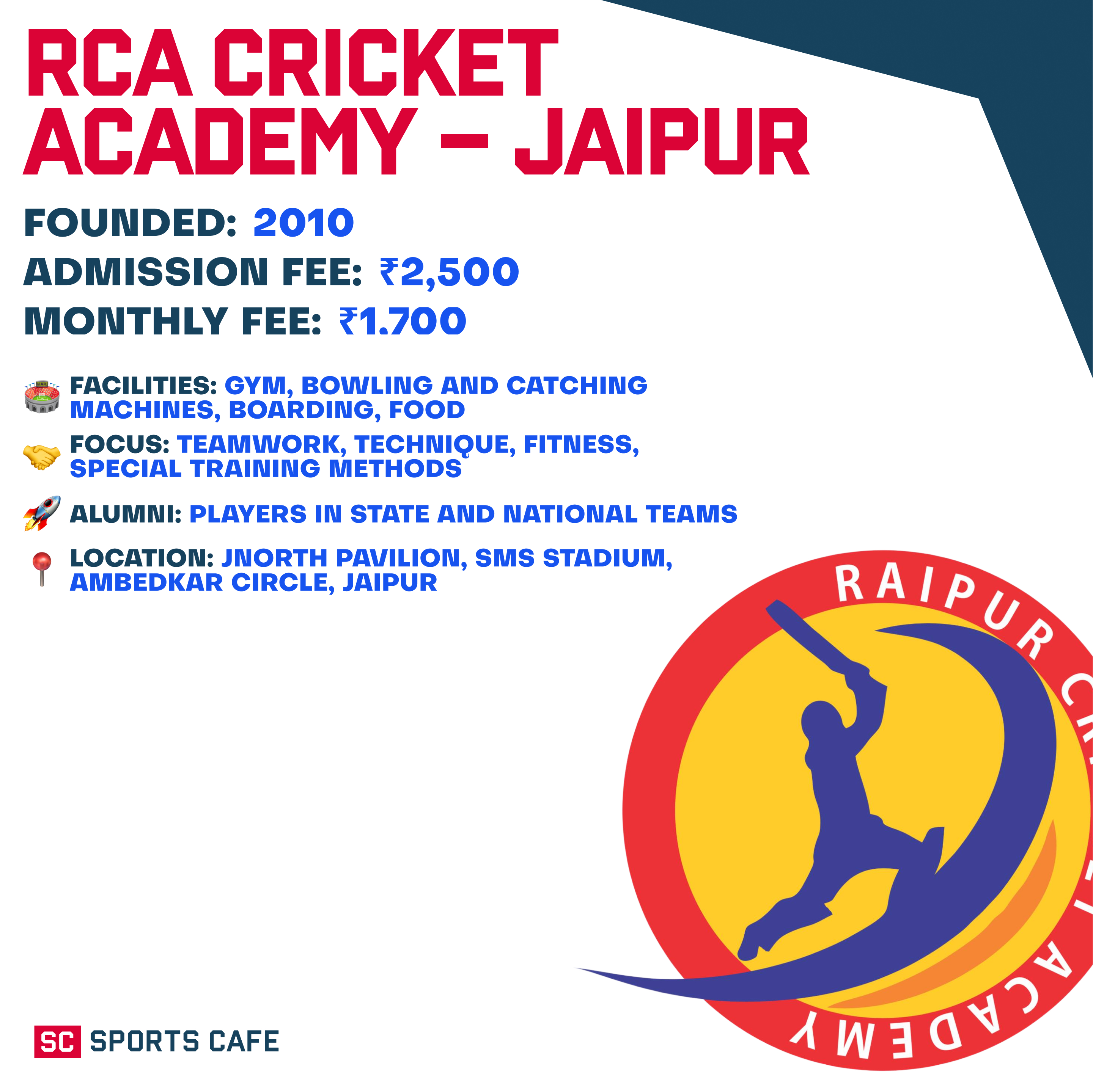 RCA Cricket Academy.