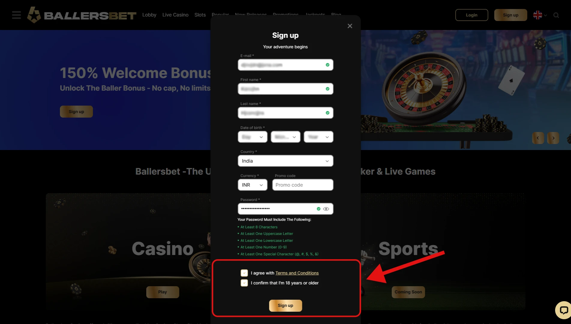 Confirm Terms and Finish Registration.
