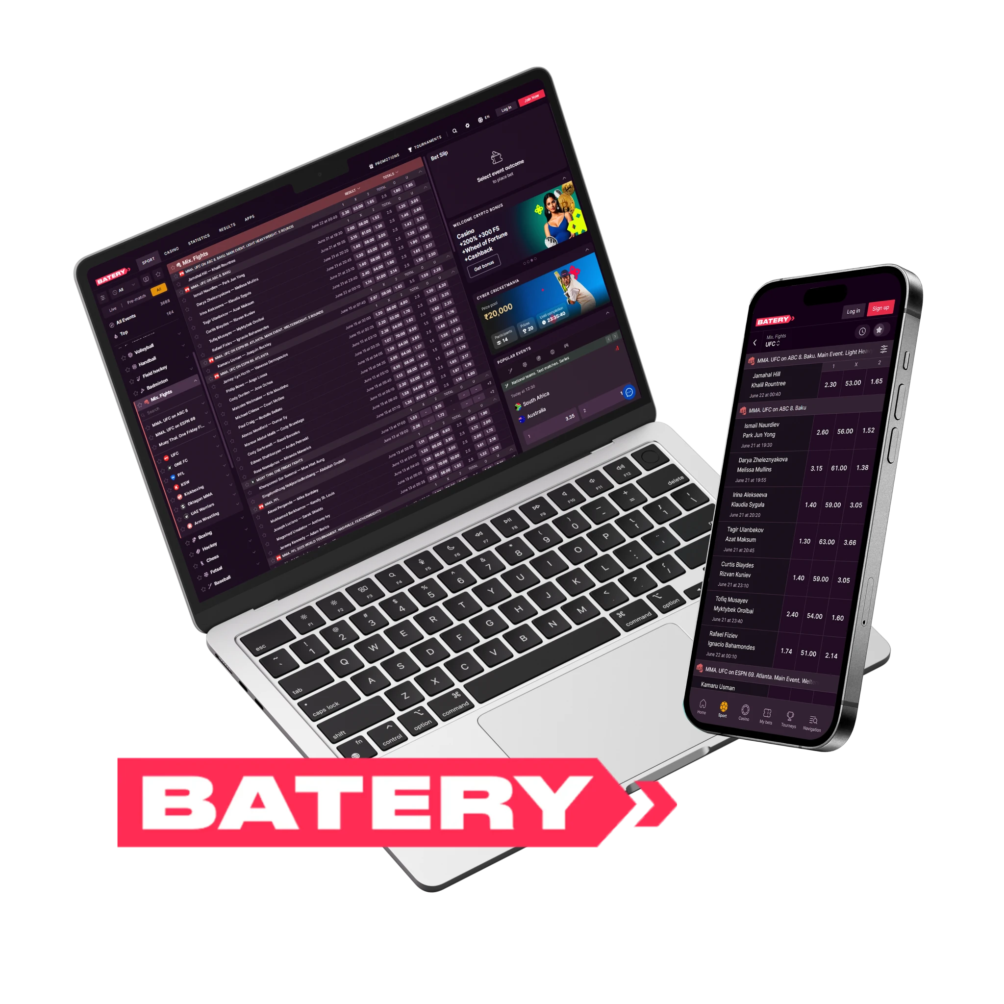 Batery - Best new MMA bookmaker with fast payouts.