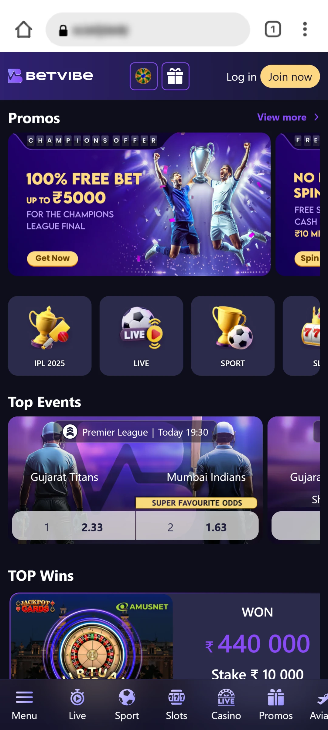 Official BetVibe Website.