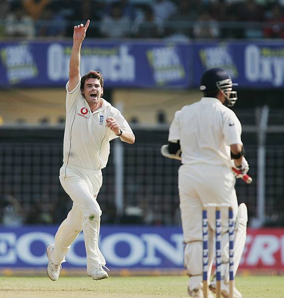 James Anderson after dismissing Sachin Tendulkar during an India-England Test match in the past.