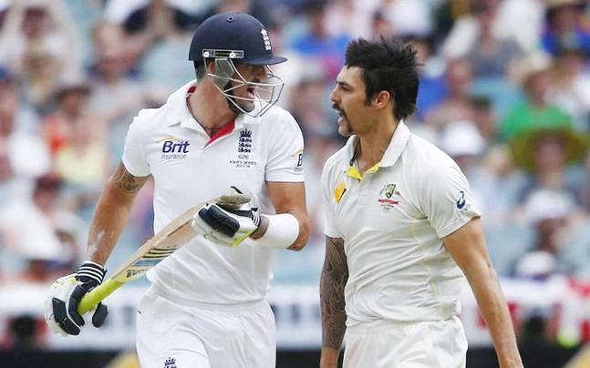 Mitchell Johnsons against Kevin Pietersen during the 2013-14 Ashes series.