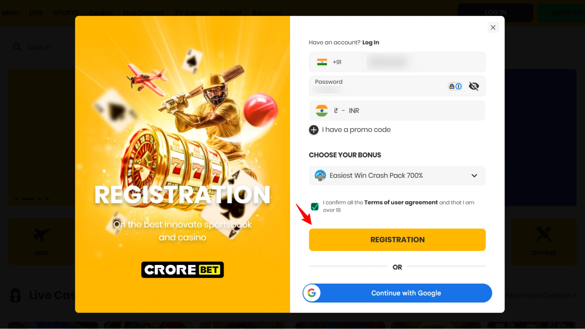 Finish your registration and start betting.