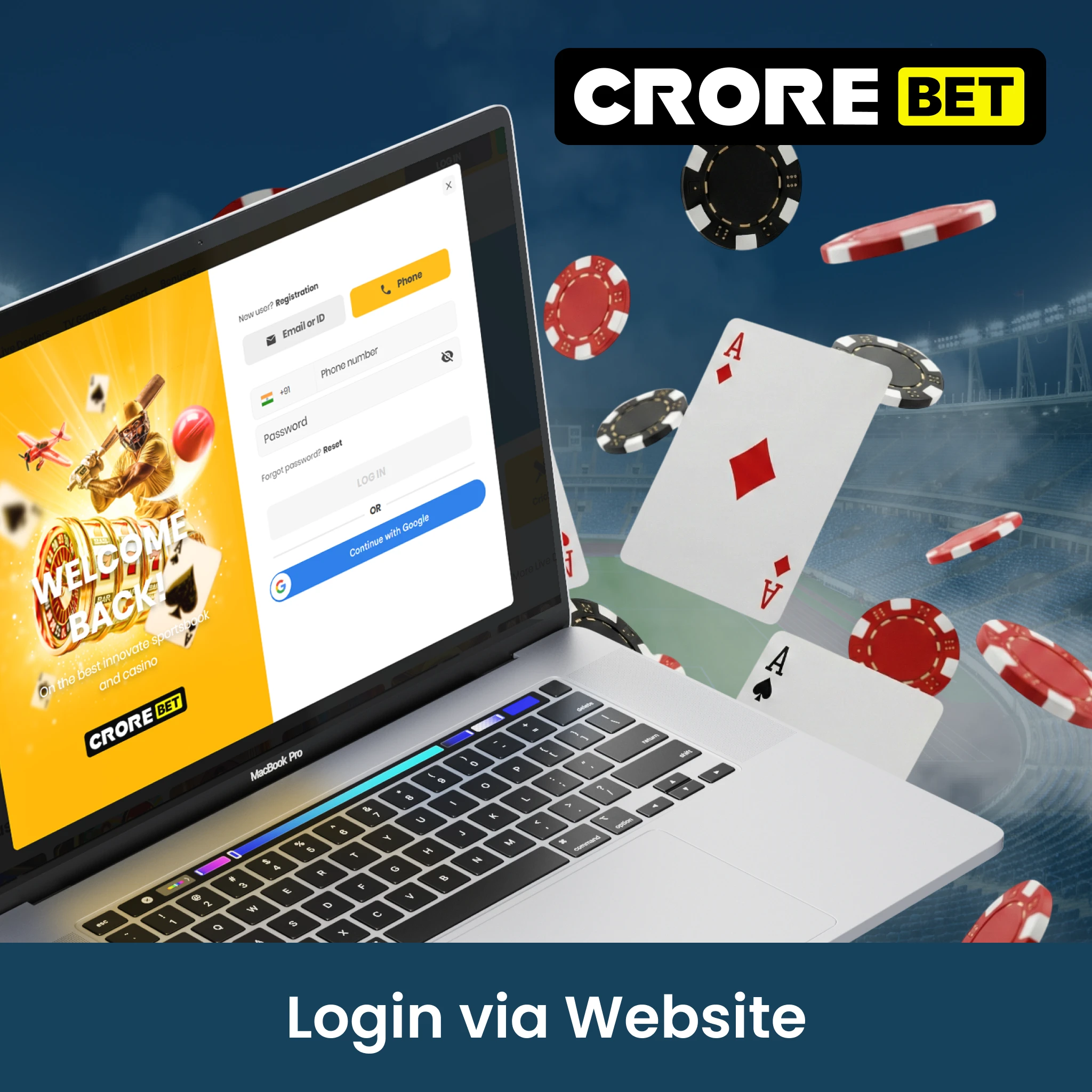 Crorebet Login via Website.