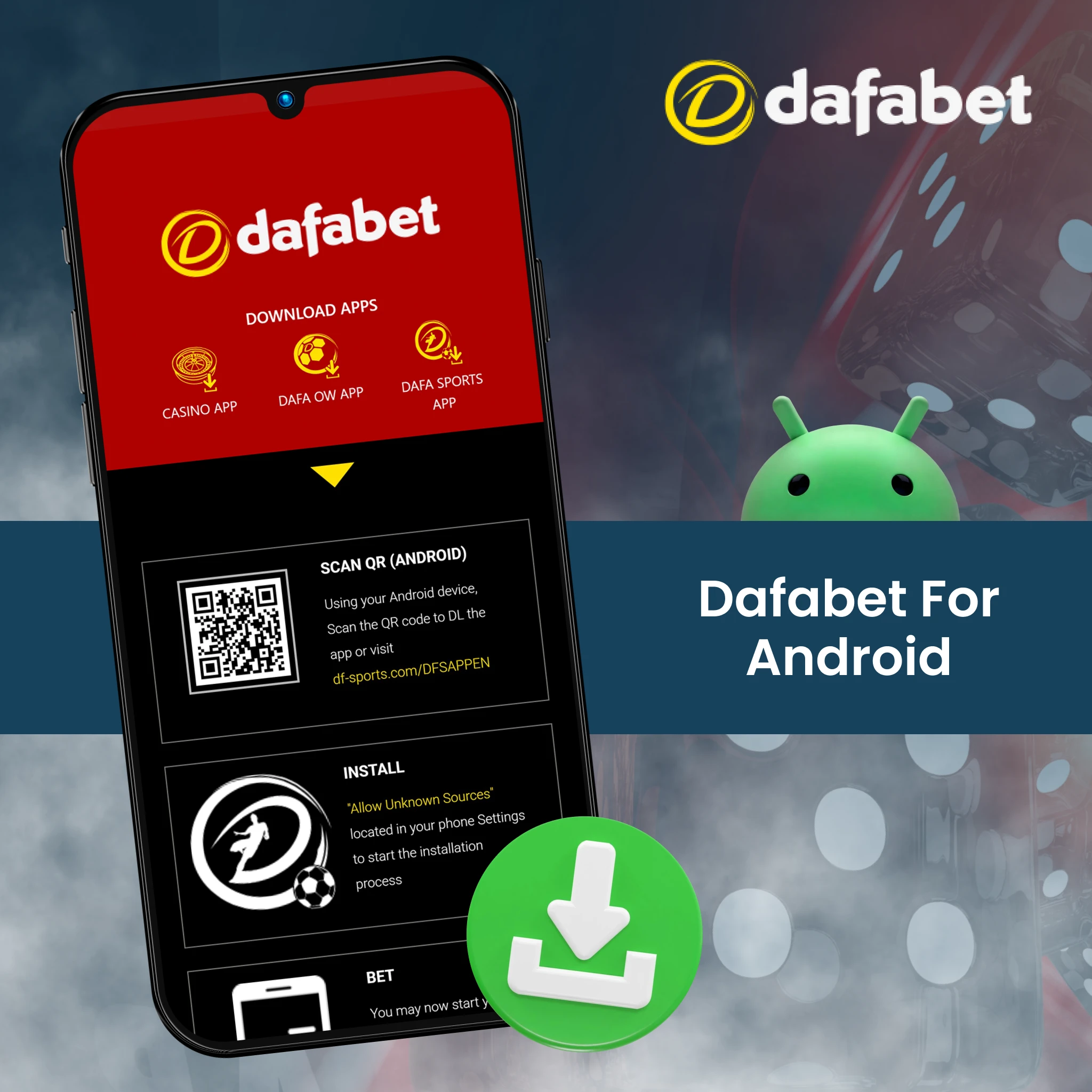 Step-by-step instructions for downloading the Dafabet app on Android.