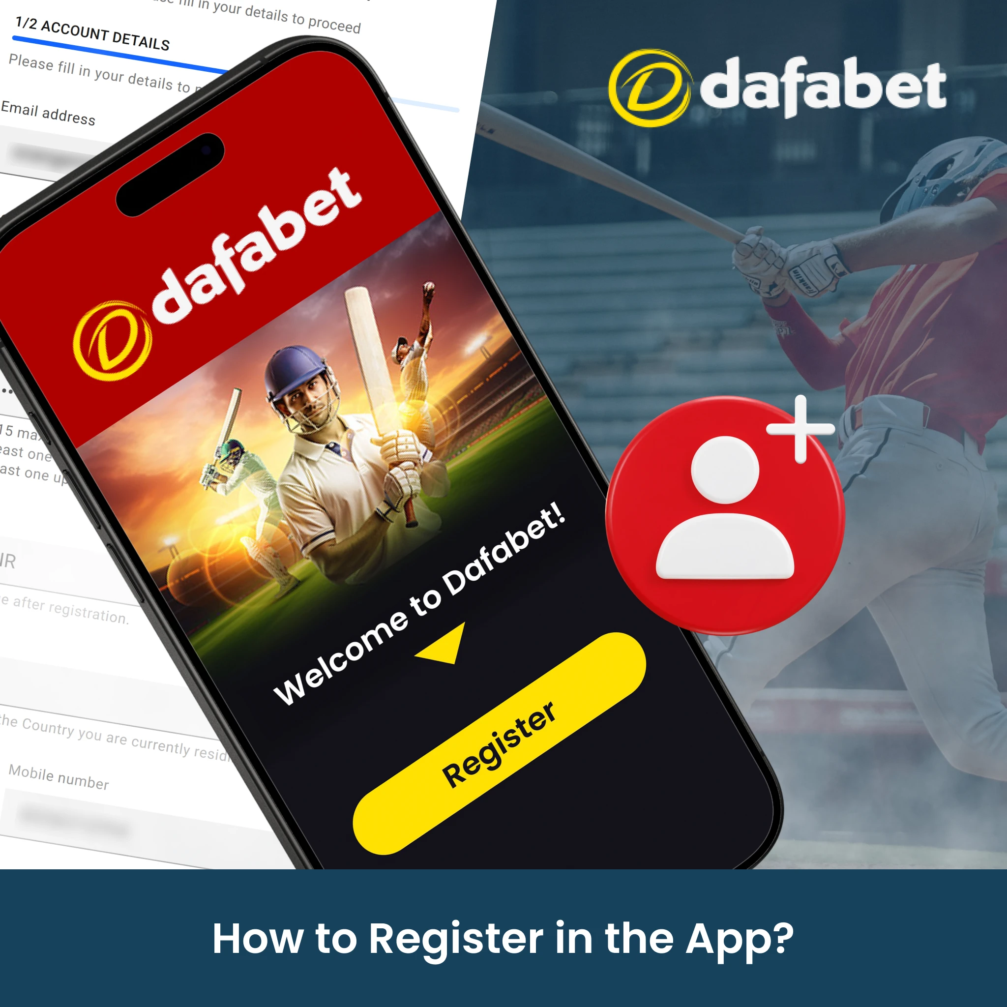 Instructions for registering the Dafabet app.