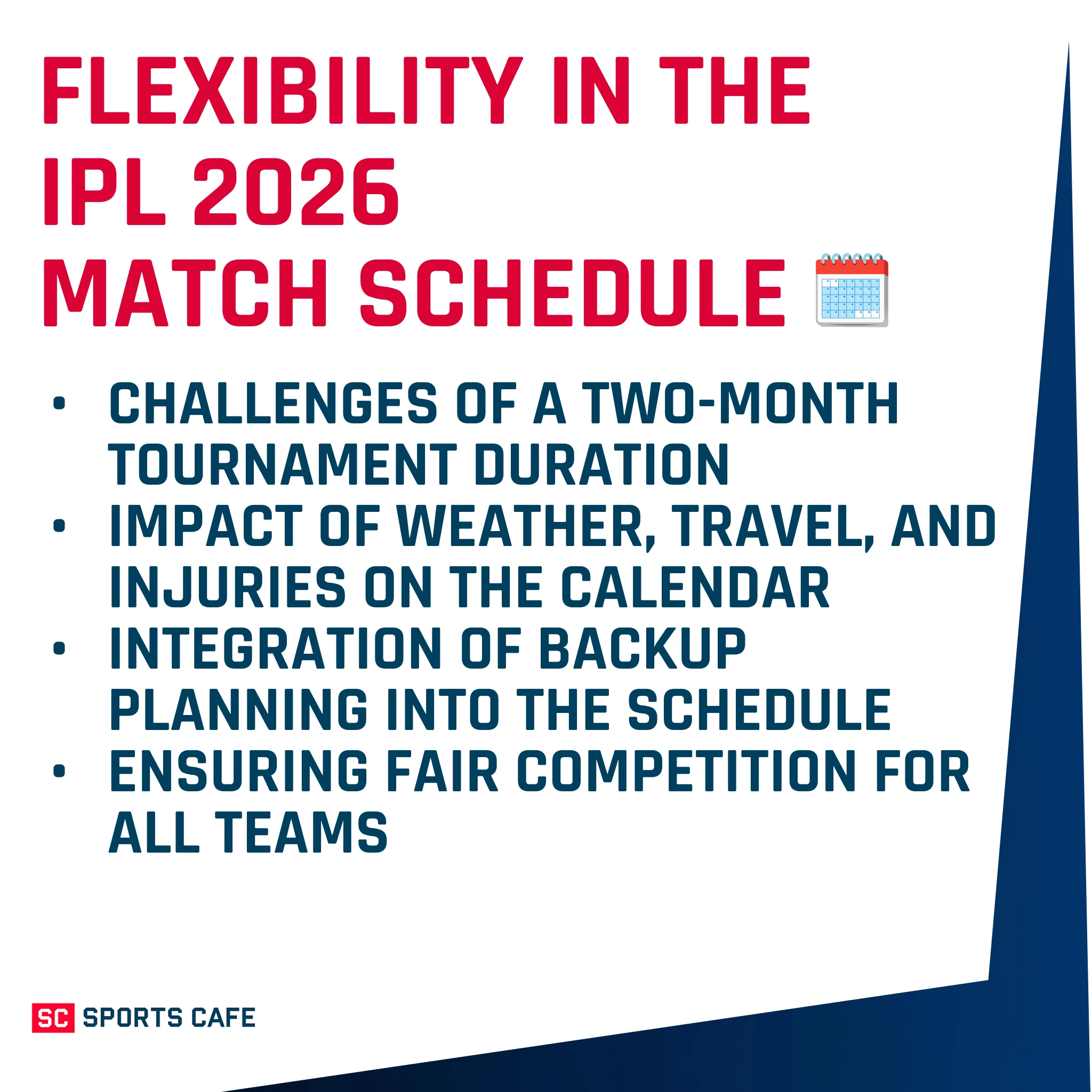 Flexibility in the IPL 2026 Match Schedule.