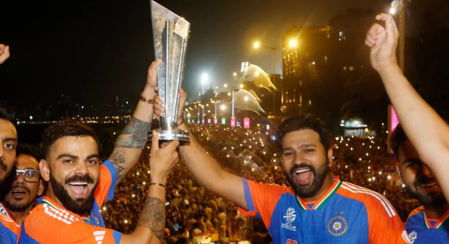 Indian Team during the T20 World Cup 2024 Victory Parade.