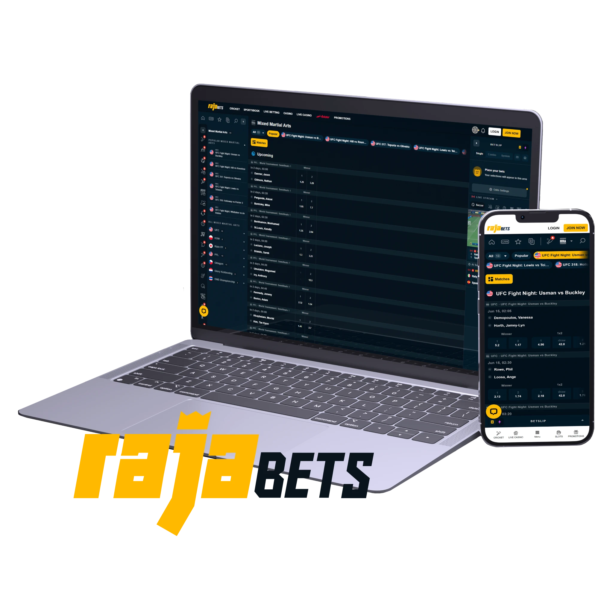 Rajabets - Top local MMA bookmaker with Hindi support.