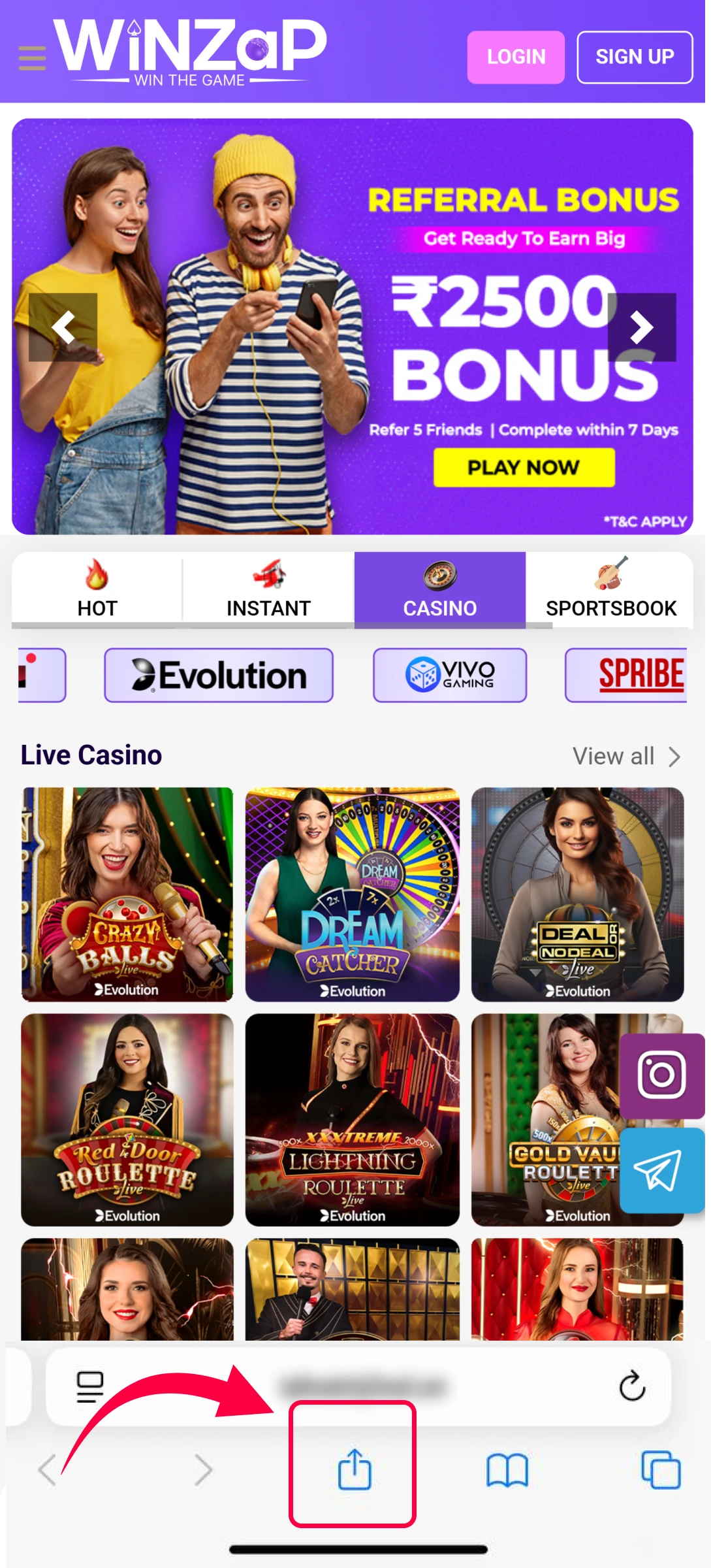 Tap the “Share” button at the bottom.